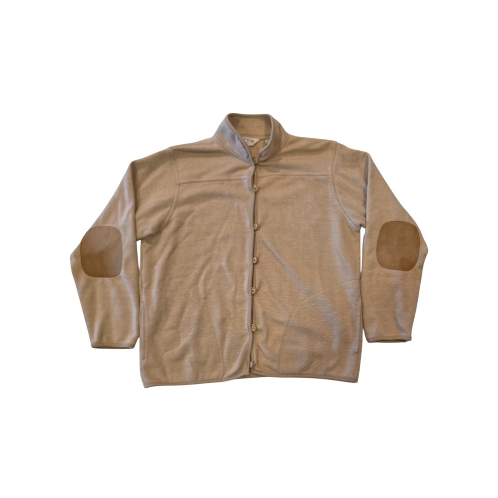 Orvis Women's Large Tan Cardigan Sweater Elbow Patches Button Front Outdoor